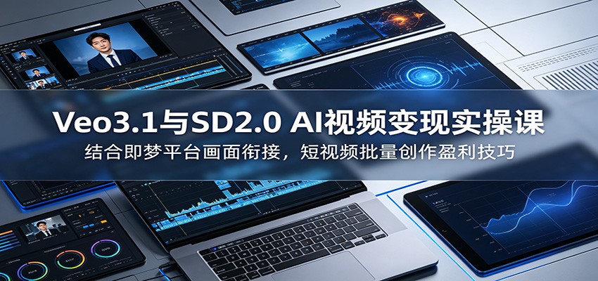 Veo3.1与SD2.0 AI视频变现实操课课：结合即梦平台画面衔接，短视频批量创作盈利技巧-离锋创库