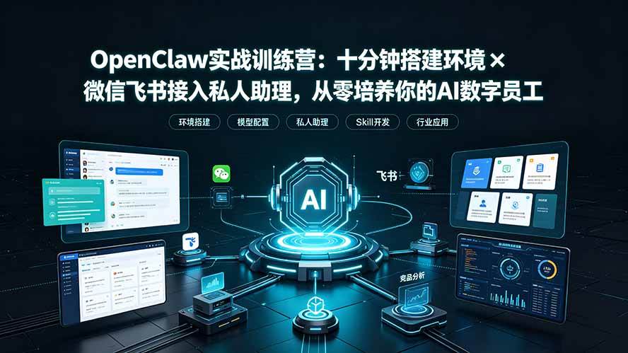 （19287期）OpenClaw实战特训营：十分钟搭建环境×微信飞书接入私人助理，从零培养你的AI数字员工-离锋创库