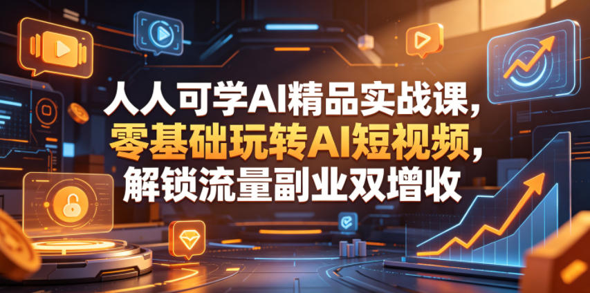人人可学AI精品实战课，零基础玩转AI短视频，解锁流量副业双增收-离锋创库