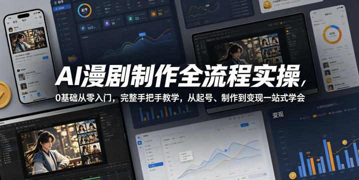 AI漫剧制作全流程实操,0基础从零入门,完整手把手教学,从起号、制作到变现一站式学会-离锋创库