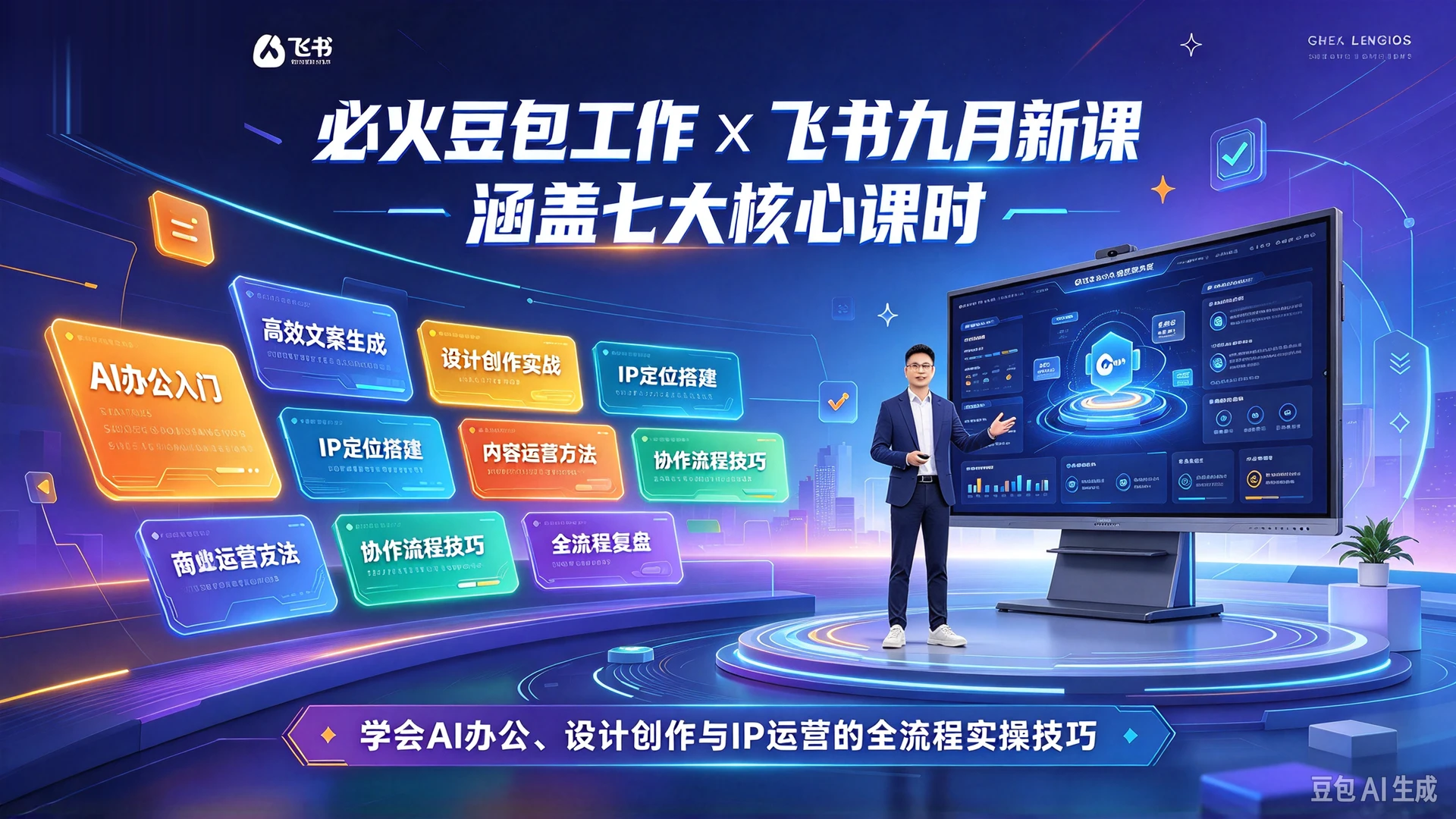 【精】必火豆包工作x飞书九月新课,涵盖七大核心课时,学会AI办公、设计创作与IP运营的全流程实操技巧-离锋创库