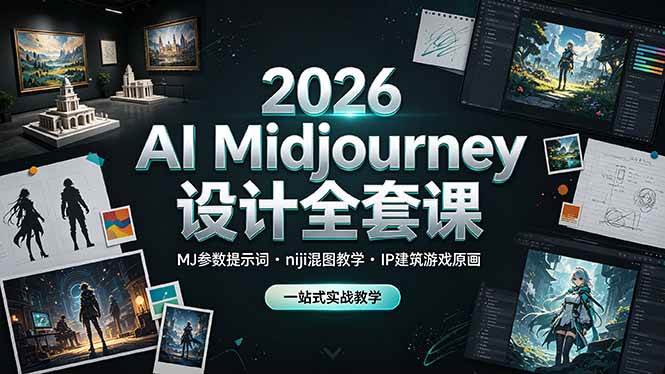(19209期)2026 AI Midjourney设计全套课,MJ参数提示词niji混图教学,IP建筑游戏原画一站式实战教学-离锋创库