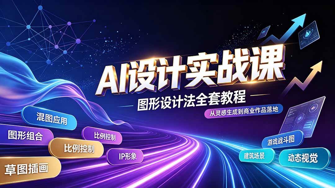 （19554期）AI设计实战课｜图形设计法全套教程，解锁AI工作流技法，精通插画IP、建筑、游戏视觉创作-离锋创库
