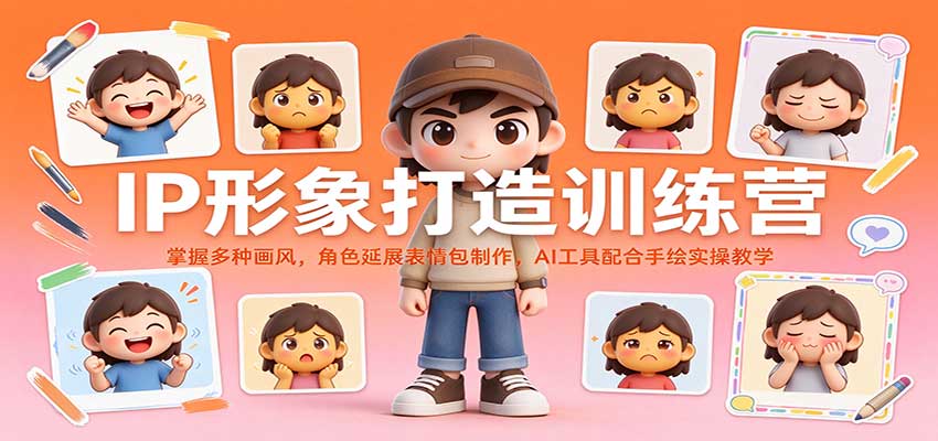 IP形象打造训练营:掌握多种画风,角色延展表情包制作,AI工具配合手绘实操教学-离锋创库