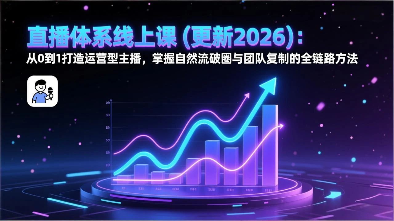 【精】直播体系线上课(更新2026)：从0到1打造运营型主播，掌握自然流破圈与团队复制的全链路方法-离锋创库