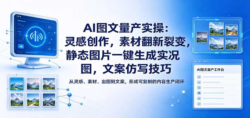 AI图文量产实操:灵感创作,素材翻新裂变,静态图片一键生成实况图,文案仿写技巧-离锋创库