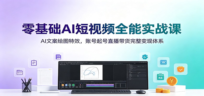 零基础AI短视频全能实战课：AI文案绘图特效，账号起号直播带货完整变现体系-离锋创库