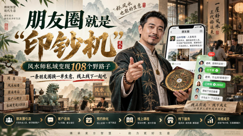 朋友圈就是“印钞机”，风水师私域变现108个野路子，一条朋友圈换一单生意，线上线下一起吃【文档】-离锋创库