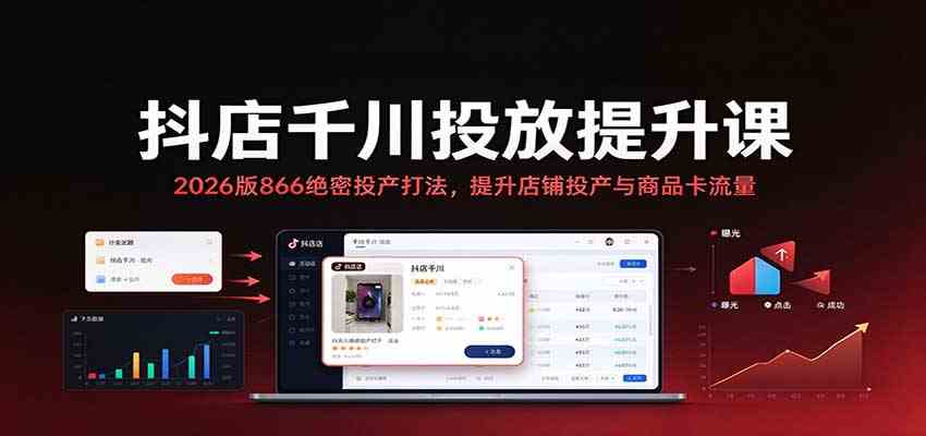 抖店千川投放提升课:2026版866绝密投产打法,提升店铺投产与商品卡流量-离锋创库