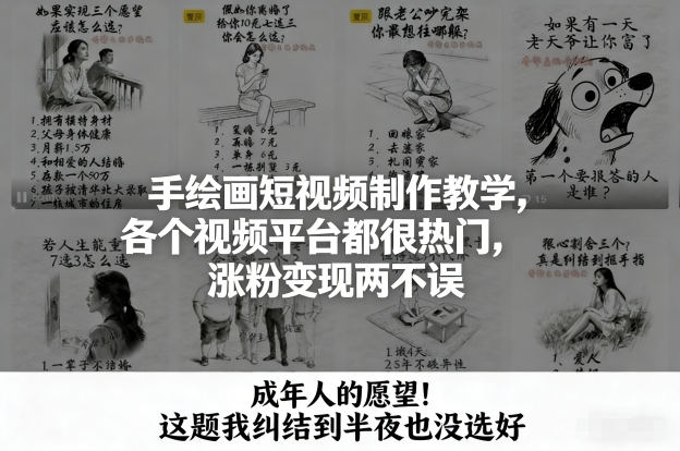 手绘画短视频制作教学，各个视频平台都很热门，涨粉变现两不误-离锋创库
