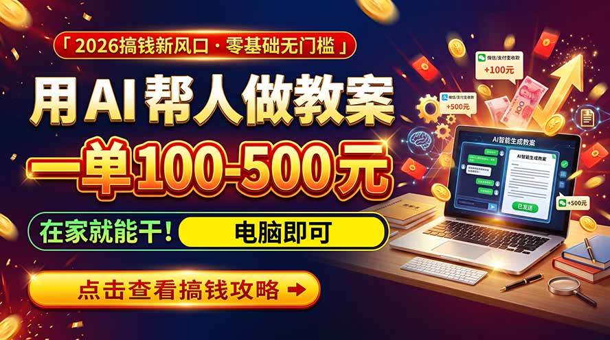 （20859期）AI教育爆火，用AI做单，一单一结，月搞2W+，附免费派单资源+免费工具！-离锋创库