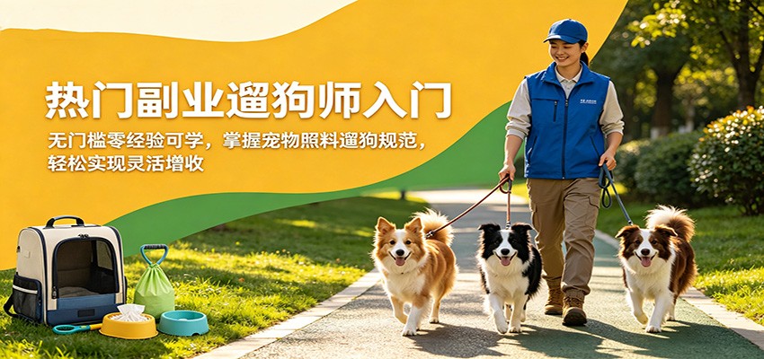 热门副业遛狗师入门，无门槛零经验可学，掌握宠物照料遛狗规范，轻松实现灵活增收-离锋创库