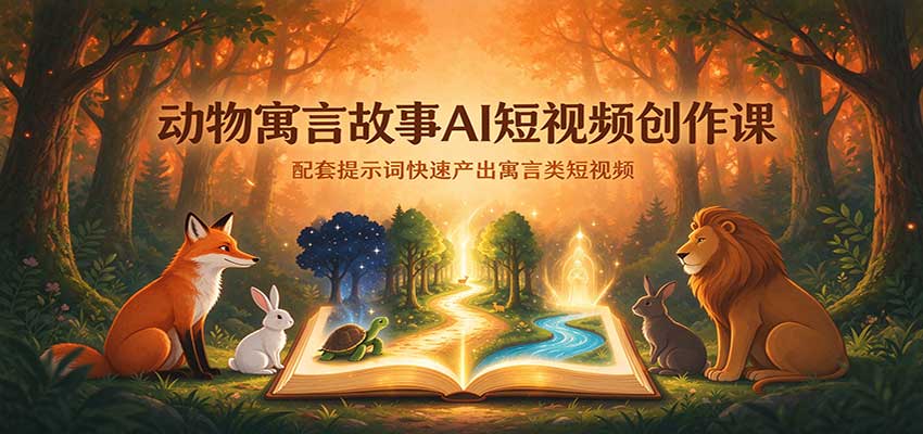 动物寓言故事AI短视频创作课:配套提示词快速产出寓言类短视频-离锋创库