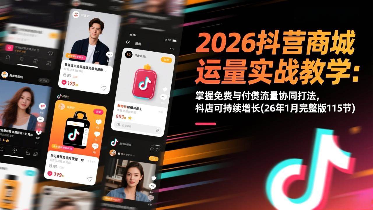 （17165期）2026抖音商城运营实战教学：掌握免费与付费流量协同打法，抖店可持续增长(26年1月完整版115节)-离锋创库