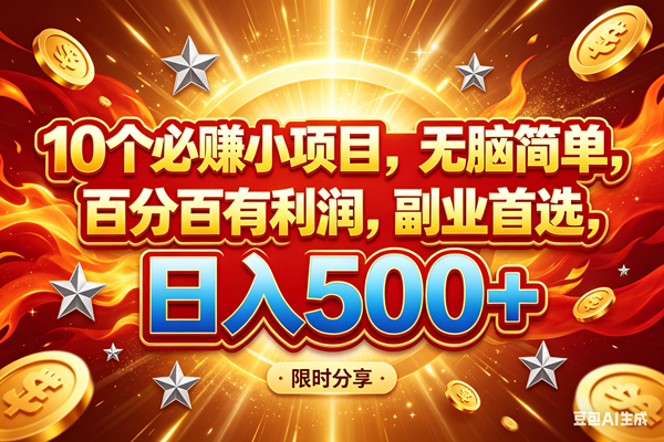 （18092期）10个必赚小项目，百分百赚米，无脑简单，副业首选，日入499+-离锋创库