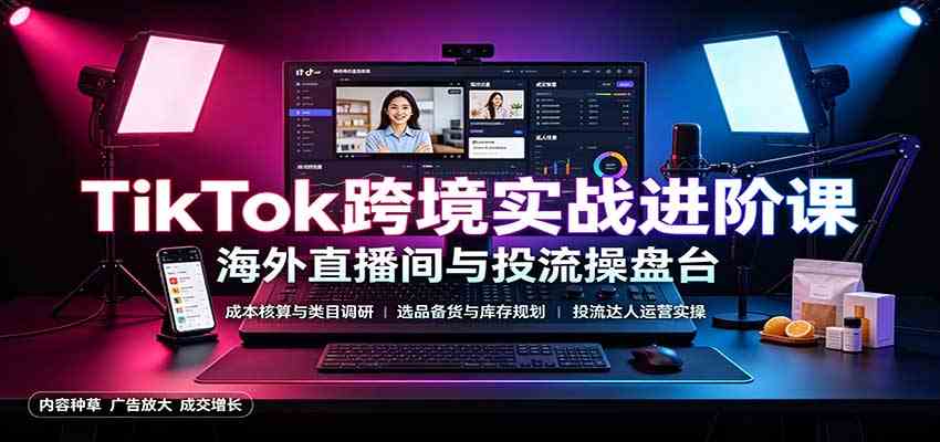 TikTok跨境实战进阶课：成本核算类目调研，选品备货，投流达人运营-离锋创库