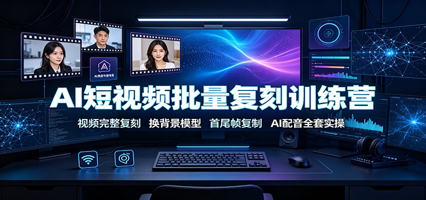 AI短视频批量复刻训练营：视频完整复刻，换背景模型、首尾帧复制、AI配音全套实操-离锋创库