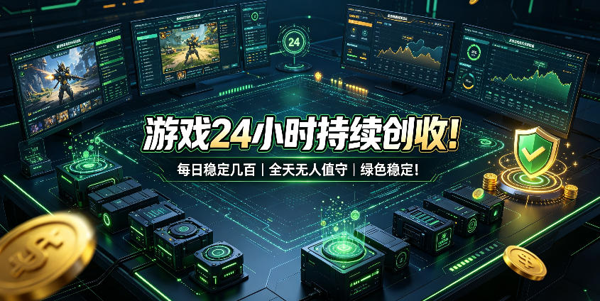 游戏24小时持续创收！每日稳定几百，全天无人值守，绿色稳定！【揭秘】-离锋创库