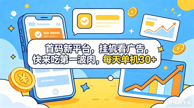 首码新平台,挂G自动看广告,快来吃第一波肉,每天单机30+,可矩阵放大【揭秘】-离锋创库