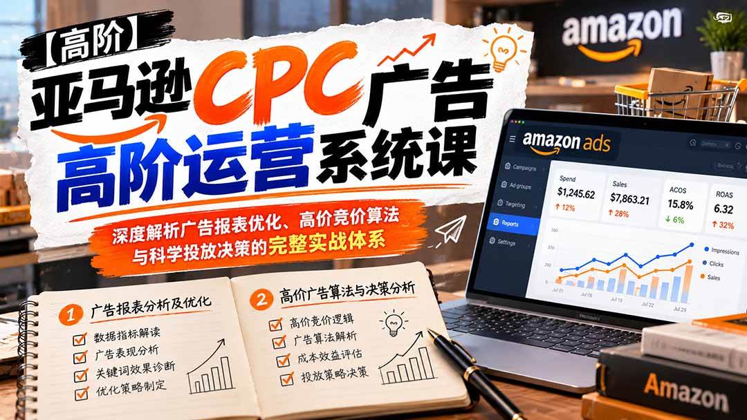 (20950期)亚马逊CPC广告高阶运营系统课:深度解析广告报表优化、高价竞价算法与科学投放决策的完整实战体系-离锋创库