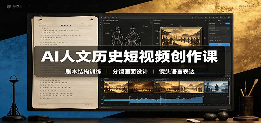 AI人文历史短视频创作课:赛道对标、剧本分镜制图,掌握视频完整产出流程 AI人文历史短视频创作课:赛道对标、剧本分镜制图,掌握视频完整产出流程