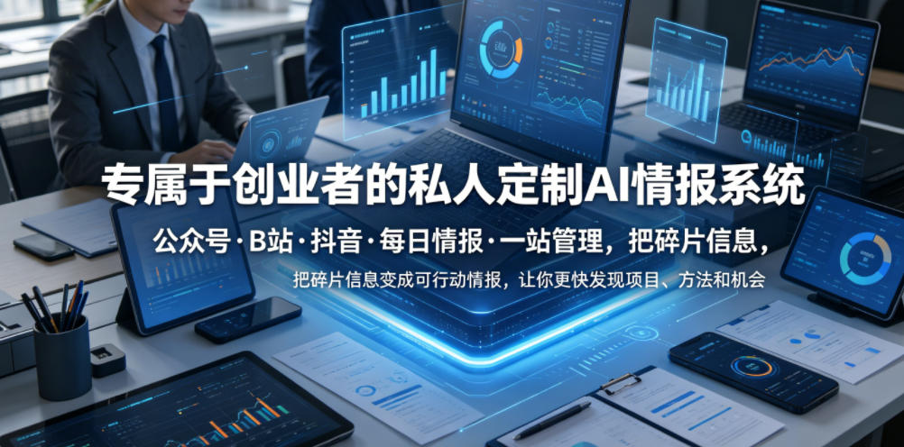 专属于创业者的私人定制AI情报系统，公众号·B站·抖音·每日情报·一站管理，把碎片信息变成可行动情报，让你更快发现项目、方法和机会-离锋创库
