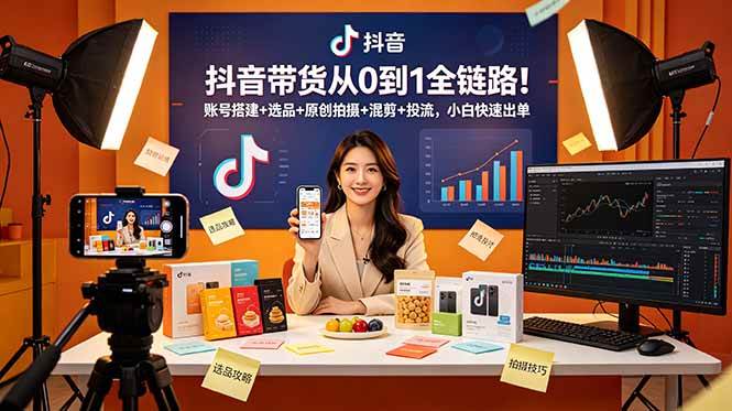 (18963期)抖音带货从0到1全链路!账号搭建+选品+原创拍摄+混剪+投流,小白快速出单-离锋创库