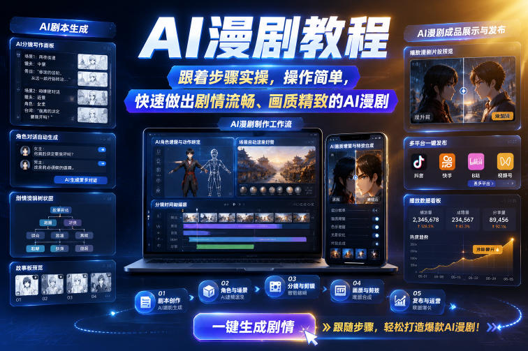 AI漫剧教程，跟着步骤实操，操作简单，快速做出剧情流畅、画质精致的AI漫剧-离锋创库