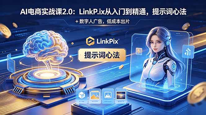 (18655期)AI 电商实战课2.0|LinkPix 从入门到精通,提示词心法 + 数字人广告,低成本出片-离锋创库