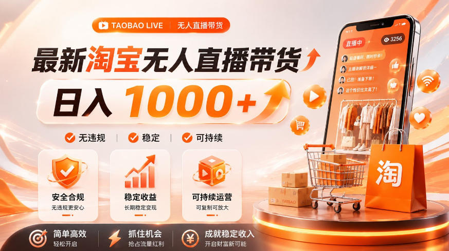 拒绝死工资！淘宝无人直播，让你睡觉都在进账，单设备日入1k+普通人的变现蓝海【揭秘】-离锋创库