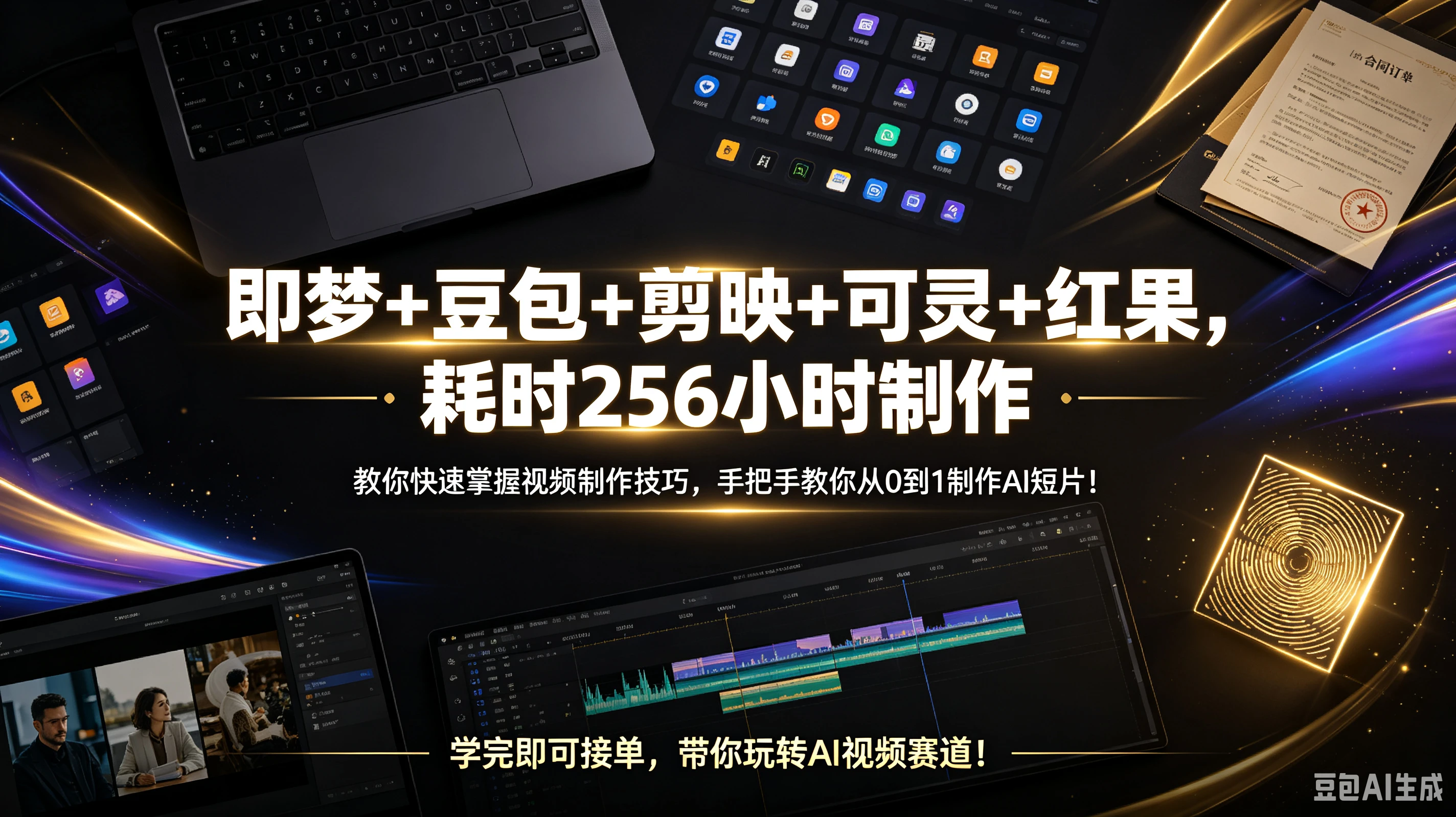 【精】即梦+豆包+剪映+可灵+红果,耗时256小时制作,教你快速掌握视频制作技巧,手把手教你从0到1制作AI短片!学完即可接单,带你玩转AI视频赛道!-离锋创库