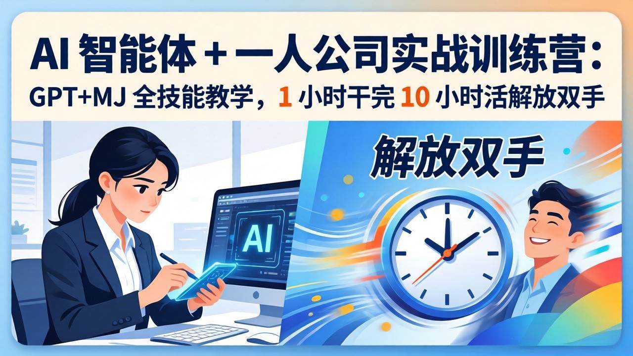 （17834期）AI 智能体 + 一人公司实战训练营：GPT+MJ 全技能教学，1 小时干完 10 小时活解放双手-离锋创库
