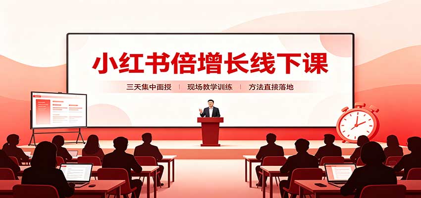 小红书倍增长线下课：三天集中面授，拆解选品、素材制作与起号全链路-离锋创库