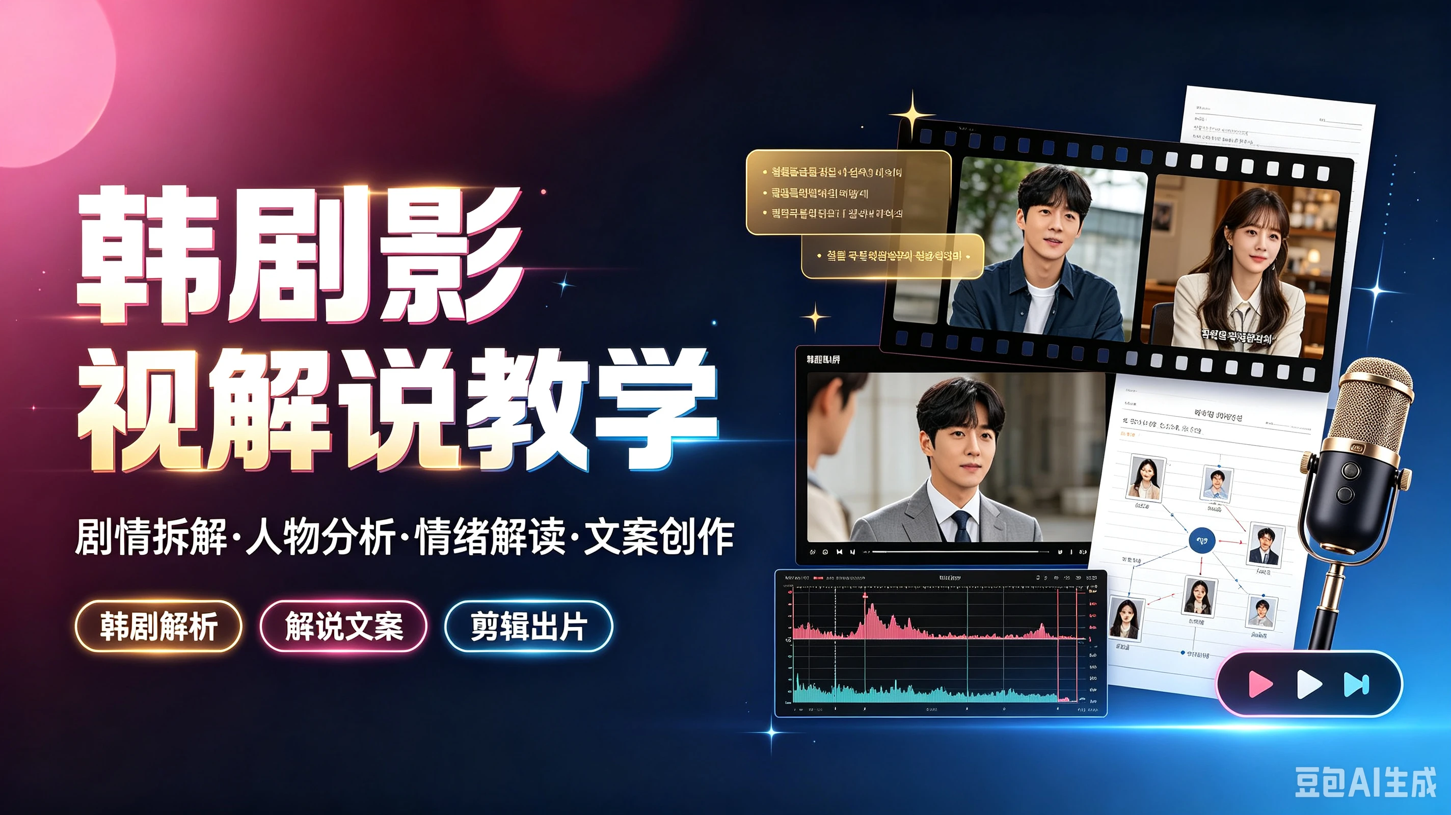 【精】韩剧影视解说教学，剧情拆解·人物分析·情绪解读·文案创作，韩剧解析、解说文案、剪辑出片-离锋创库