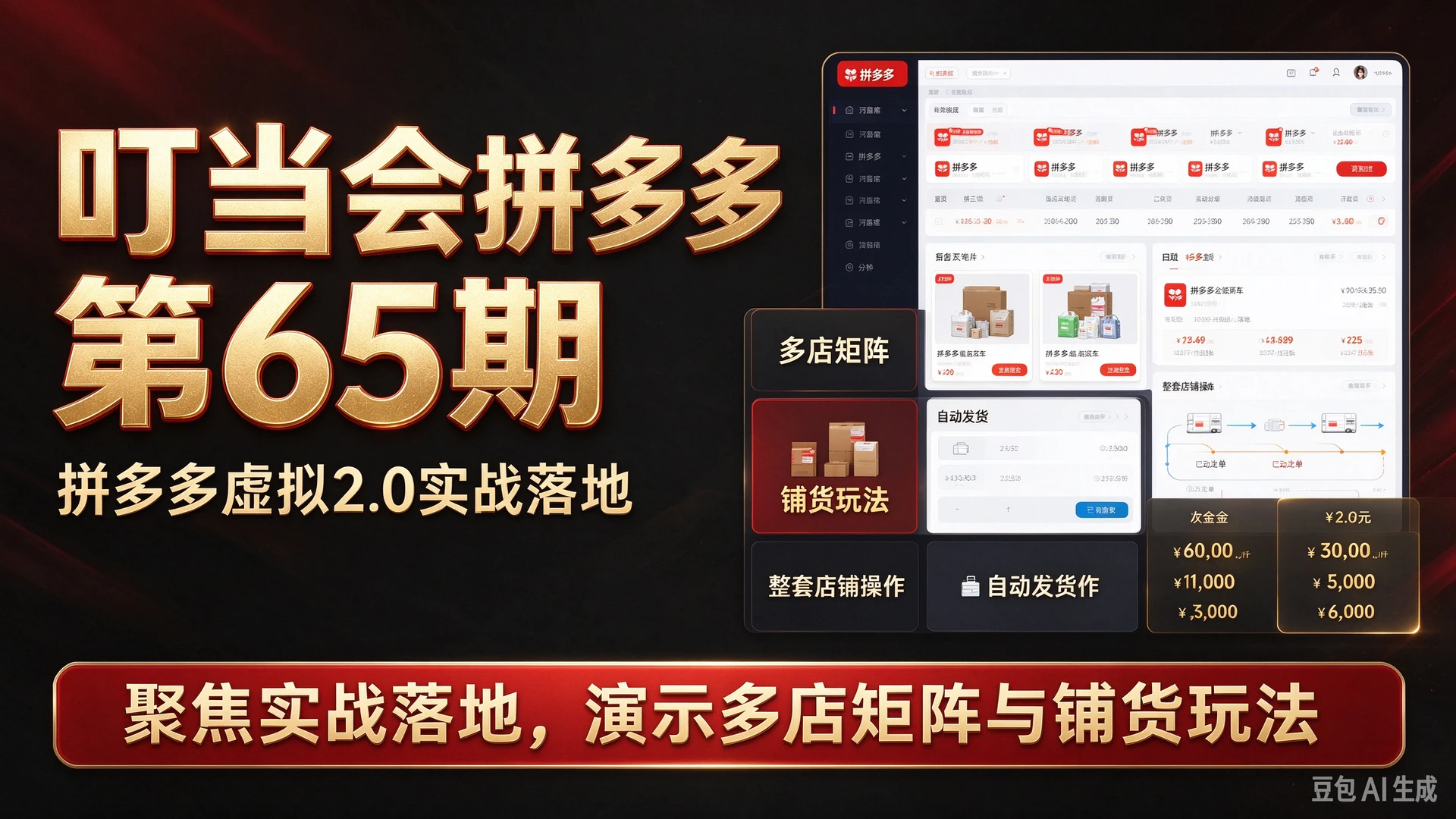 【精】叮当会拼多多第65期拼多多虚拟2.0聚焦实战落地，讲解多店矩阵与铺货玩法，演示自动发货等整套店铺操作-离锋创库