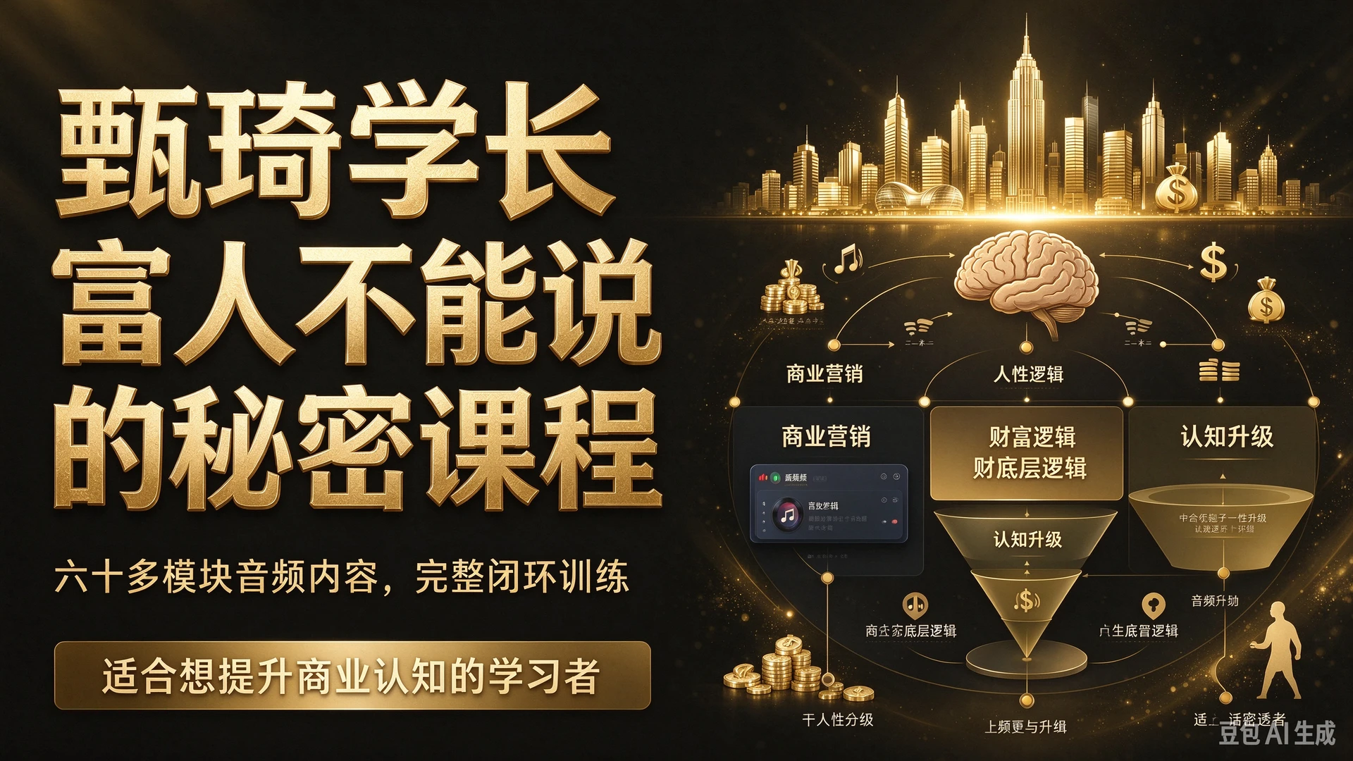 甄琦学长富人不能说的秘密课程,带你研读六十多模块音频内容,了解商业营销、人性与财富底层逻辑,适合想提升商业认知的学习者的完整闭环-离锋创库