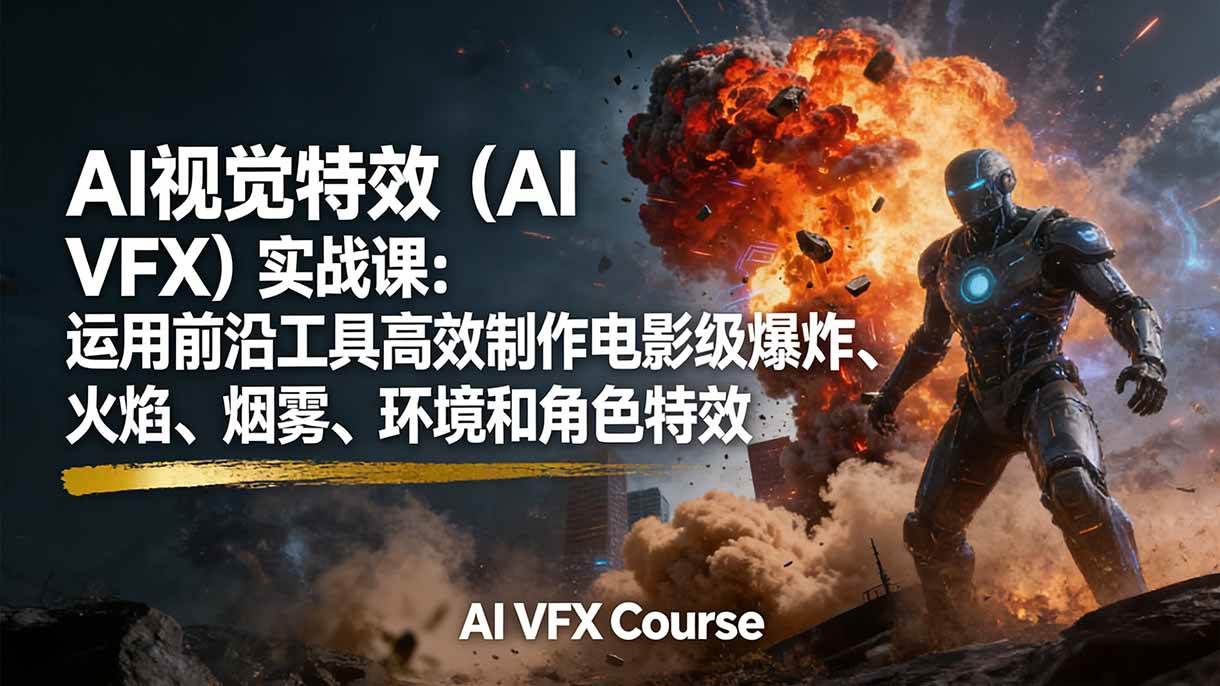 （17212期）AI视觉特效（AI VFX）实战课：运用前沿工具高效制作电影级爆炸、火焰、烟雾、环境和角色特效-离锋创库