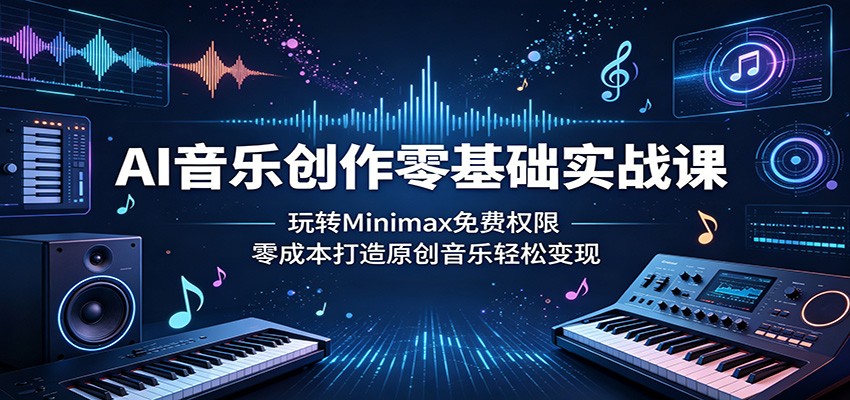 AI音乐创作零基础实战课:玩转Minimax免费权限,零成本打造原创音乐轻松变现-离锋创库