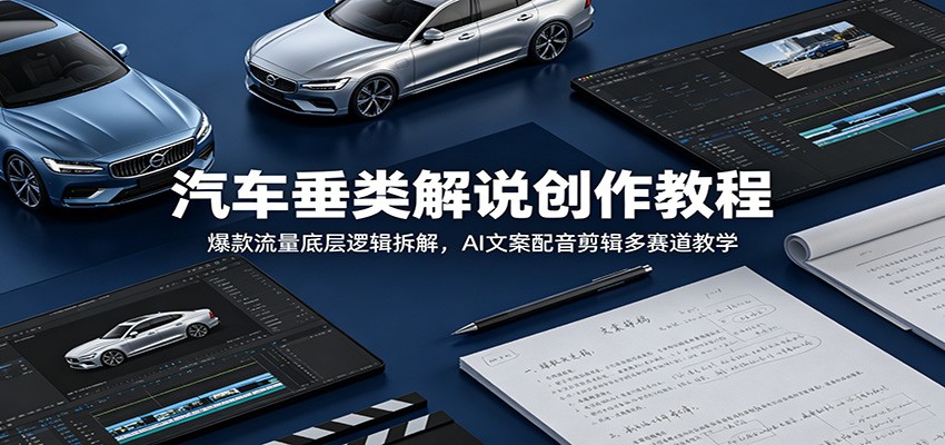 汽车垂类解说创作教程：爆款流量底层逻辑拆解，AI文案配音剪辑多赛道教学-离锋创库