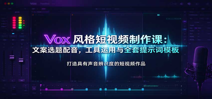 Vox风格短视频制作课:文案选题配音,工具运用与全套提示词模板-离锋创库