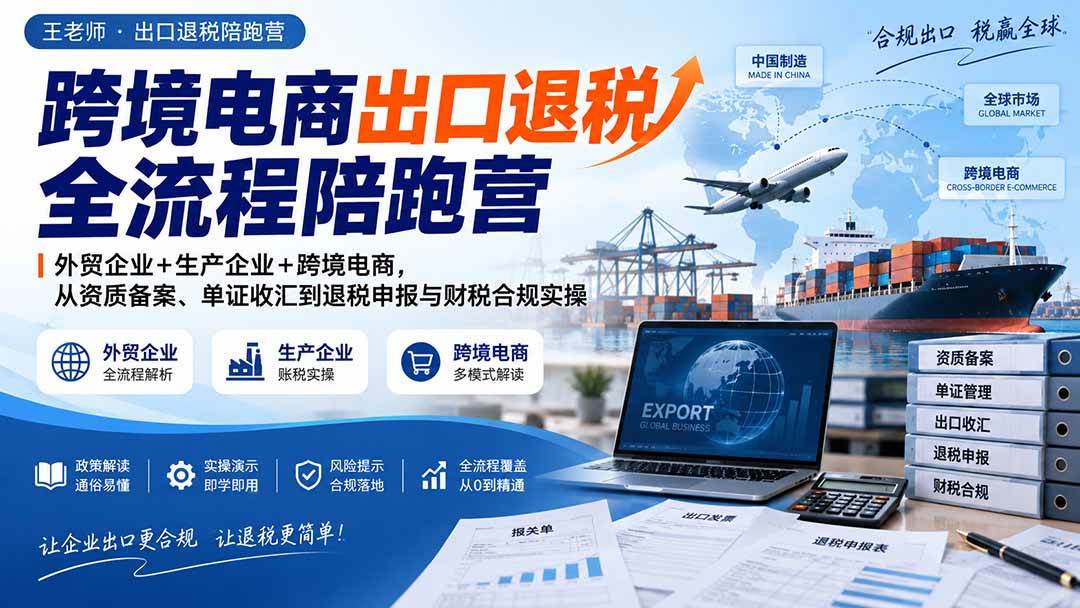 （20513期）跨境电商出口退税全流程陪跑营｜外贸企业+生产企业+跨境电商，从资质备案、单证收汇到退税申报与财税合规实操-离锋创库
