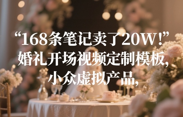 168条笔记卖了20W！婚礼开场视频定制模板，小众虚拟产品-离锋创库