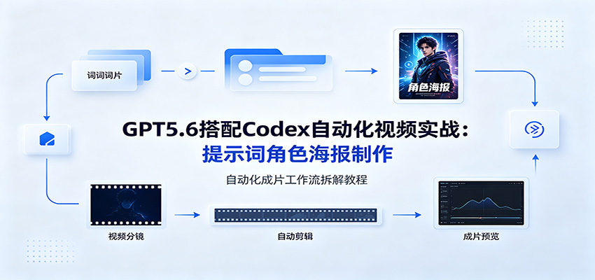 GPT5.6搭配Codex自动化视频实战:提示词角色海报制作,自动化成片工作流拆解教程-离锋创库
