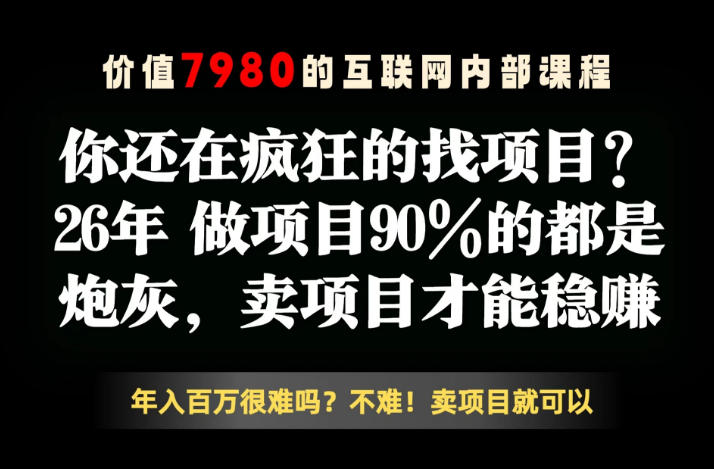 26年请不要疯狂的找项目了,卖项目远比你想象的暴利,你也可以月入10W+【揭秘】-离锋创库