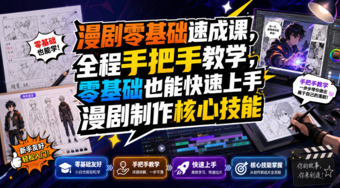 漫剧零基础速成课,全程手把手教学,零基础也能快速上手漫剧制作核心技能-离锋创库