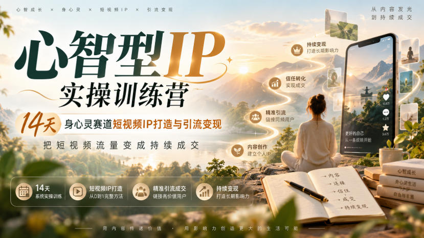 心智型IP实操训练营｜14天身心灵赛道短视频IP打造与引流变现，把短视频流量变成持续成交-离锋创库