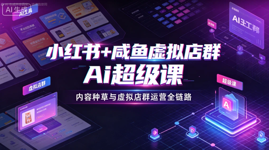 【精】小红书+咸鱼虚拟店群Ai超级课,内容种草与虚拟店群运营全链路-离锋创库