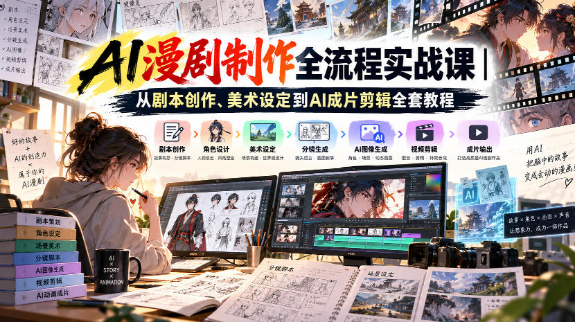 AI漫剧制作全流程实战课｜从剧本创作、美术设定到AI成片剪辑全套教程-离锋创库