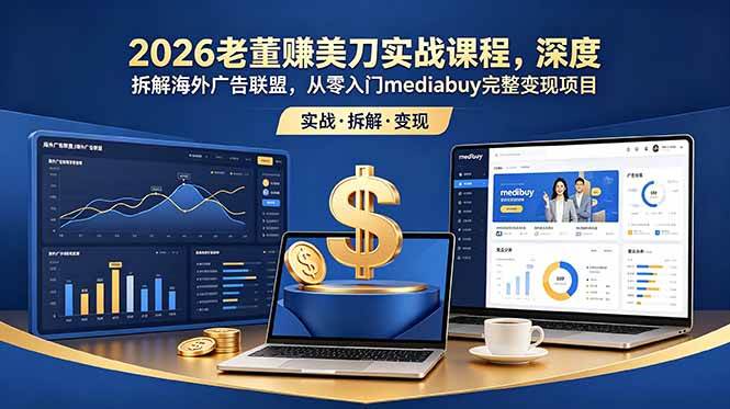 （18935期）2026老董赚美刀实战课程，深度拆解海外广告联盟，从零入门mediabuy完整变现项目-离锋创库
