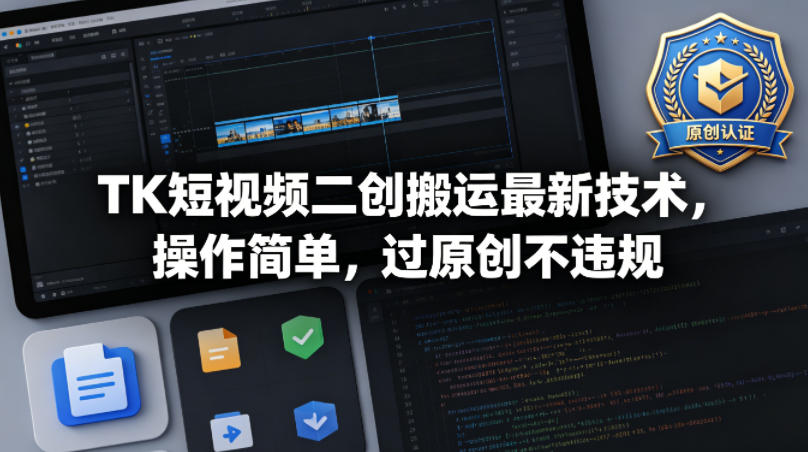 TK短视频二创搬运最新技术，操作简单，过原创不违规-离锋创库